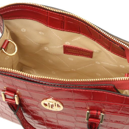 Croque - Croc print leather handbag